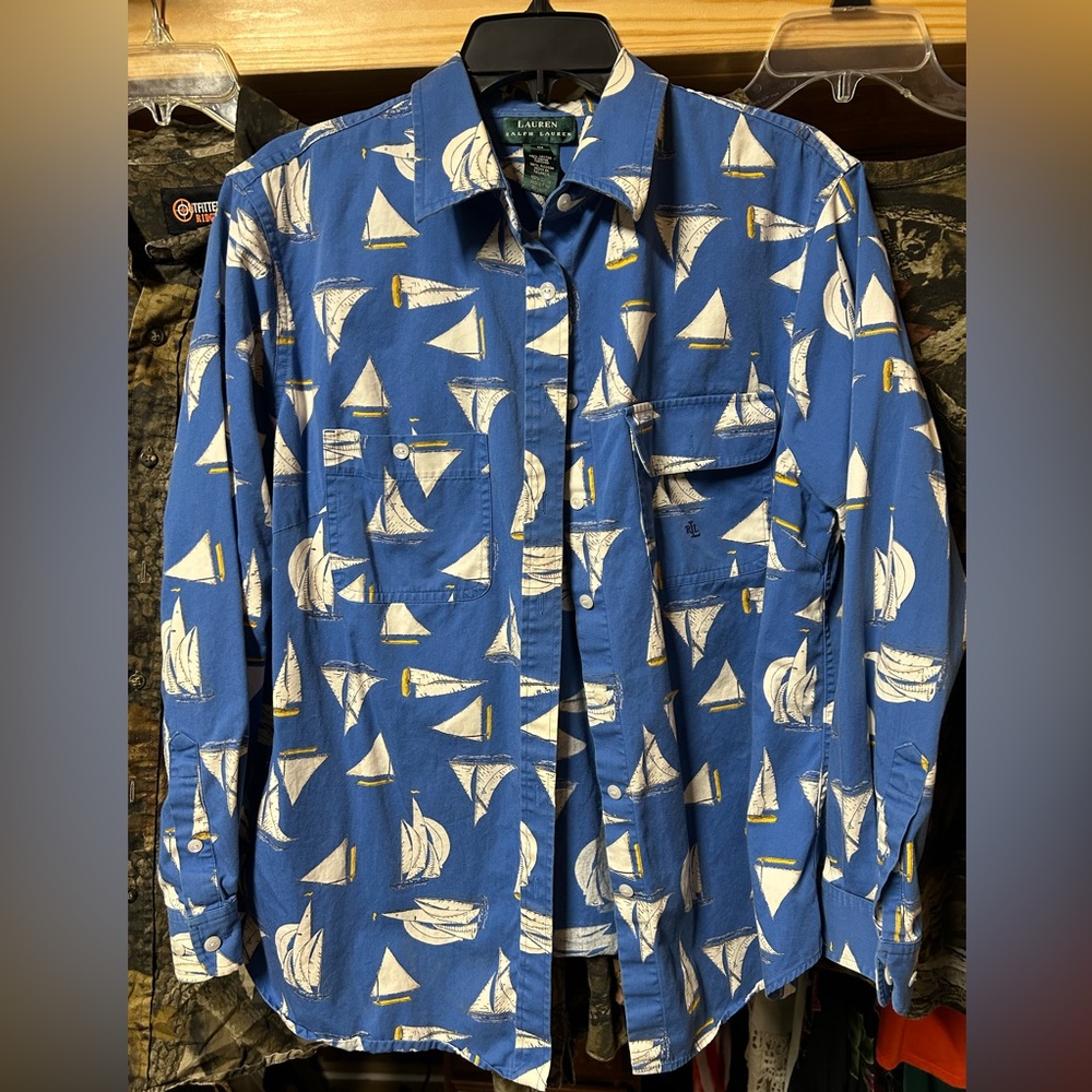 Ralph Lauren, long sleeve button-down, sailboats casual shirt